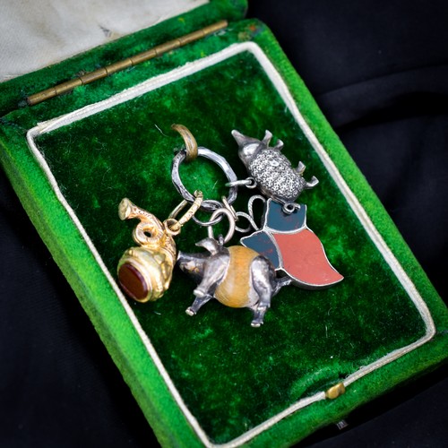 Antique silver lucky charms - charms, on