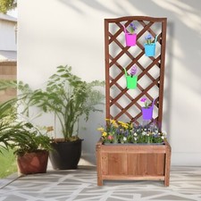 WOODEN GARDEN PLANTER TRELLIS PATIO BOX FLOWER PLANT POT TROUGH RAISED BED LARGE