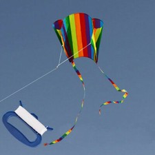 Colourful Gradient Long Tail Rainbow Kite Parafoil Pocket Kite Outdoor Fun UK
