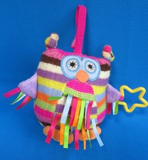 BRIGHT COLOURED OWL soft toy CHIME RATTLE RIBBON TAGGIES LITTLE JELLYCAT BABY 0+