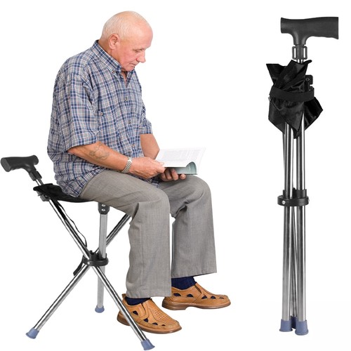 Folding walking stick - stick, seat