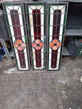 Two Decorative Original Stained Glass Windows