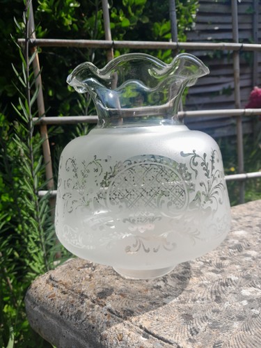 Vintage frosted glass oil lamp - oil,