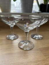 X3 Original 1950S Hexagon Stem White Horn Blue Bow Babycham Glasses