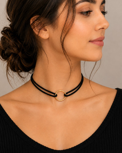 Black punk choker - black,