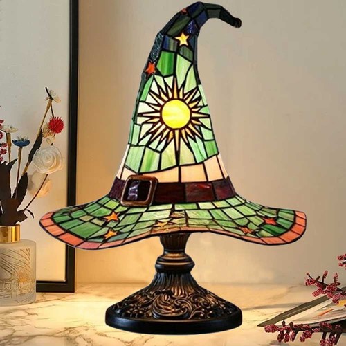 Stained glass witch hat - witch,