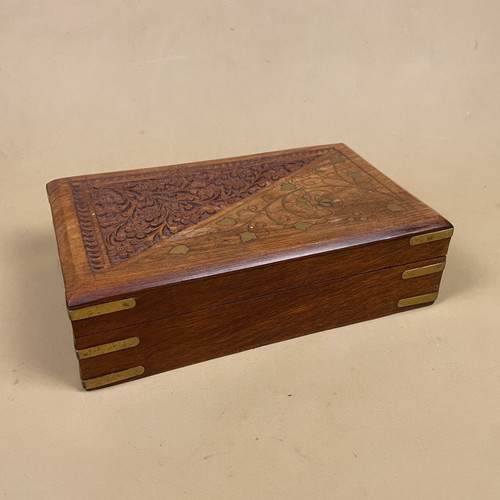 Wooden rectangle patterned box - wooden,