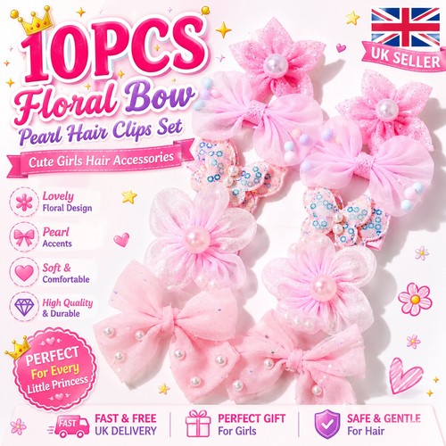 10pcs floral bow pearl hair - bow,