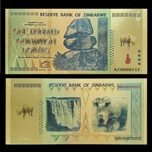 Zimbabwe 100 quintillion - zimbabwe,