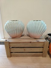 Clam Shell Vases Pair Flower Vase Sea Themed Gift Indoor EX Display 