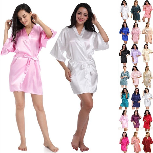Plain satin silk robe - plain,