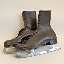 New Briton John Wilson Sheffield Leather Lace Up Ice Skates UK 7.5 30cm Vintage