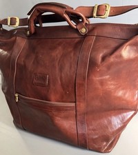 VALENTINA ITALY LEATHER SATCHEL SUITCASE BROWN 18x18x10 inches New