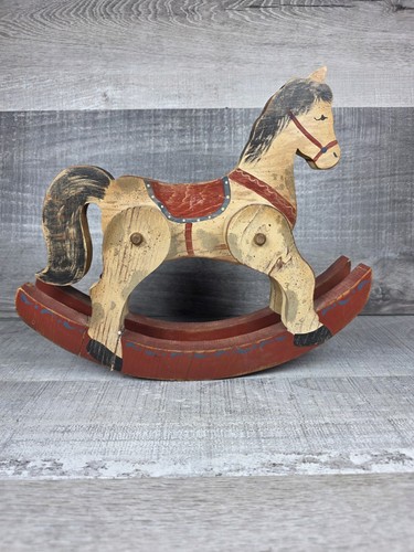 Vtg folk art wooden rocking - folk,