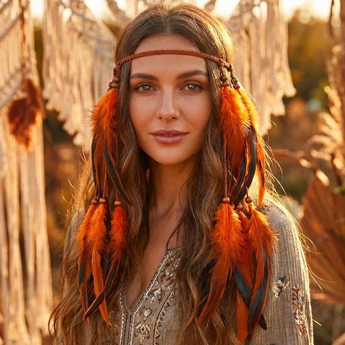 Indian feather headband - indian, boho