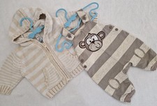 Next George Baby Boy Bundle 2Pcs Winter Cardigan Dungarees Outfit Set 0-3 