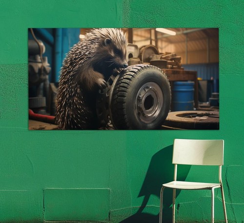 Funny art hedgehog tire - funny, fitter