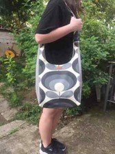 Orla Kiely Black Floral Fabric made Adjustable Tote bag, Handmade Crossbody Bag