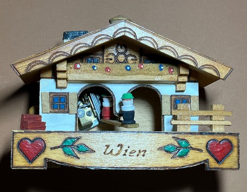 Vtg wooden musical weather - wooden,