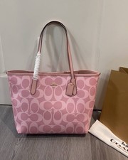 COACH City Tote Bag Signature Canvas Powder Pink CAL49 Outlet NEW FREE SHIPPING