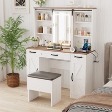 Vanity Desk with Mirror LED