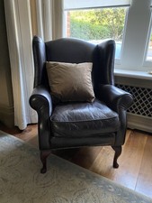 Laura Ashley, Denbigh Smokey Leather Wingback Chair