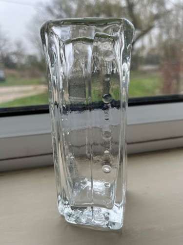 Clear glass vase - glass, square