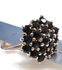 VINTAGE STERLING SILVER  SAPPHIRE CLUSTER  RING NOT SCRAP  SILVER  5.1gms