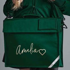 Personalised Back To School Heart Kids Book Bag Custom Name Boys & Girls #BTC1