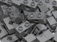 Lego 10x Dark Bluish Grey Technic Bricks 1 x 2 with Axle Hole. Part No. 32064.
