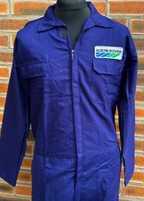 Retro Austin Rover Badged Zip Front Navy Boiler Suit Polycotton Size L 42-45"