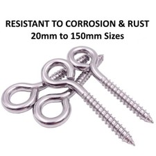 Heavy Duty Stainless Steel Screw Hooks Hoops Eyes – Rust Resistant Durable UK