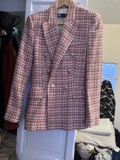 Zara Pink/Red and White Blazer
