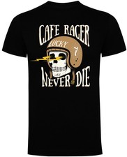 Cafe Racer Never Die Skull Helmet T-Shirt (Black) - Motorcycle Biker