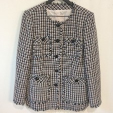 Rebecca Taylor Houndstooth Tweed Blazer Robins Egg Blue Combo 12