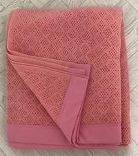Vintage Pink Cellular Honeycomb Blanket 70” X 86” Satin Ribbon Edge #VK