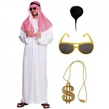 Mens Arab Sheikh Sultan Middle Eastern Arabian Egyptian Adult Fancy Dress Outfit