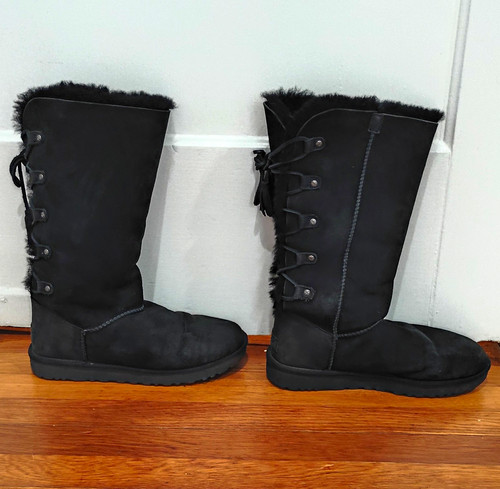 Ugg black suede lined - black,