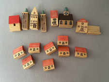Vintage German Erzebirge  Toy Village Wood Houses Guildhall Church etc