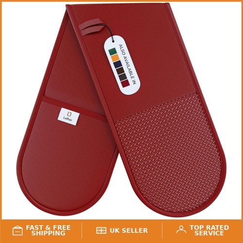 Maroon double oven gloves - oven,