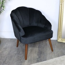Black velvet shell chair - shell,