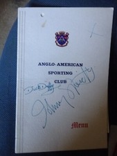 BOXERS snooker JOE DAVIS Alf Garnett JOHNNY SPEIGHT ++ hand signed menu