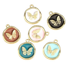 Full Set of 6 Butterfly Enamel Charms High Quality Insect Pendants DIY Jewellery