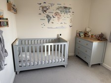 Mamas and Papas Trista 2-Piece Cotbed Set with Dresser Changer, Grey/Oak