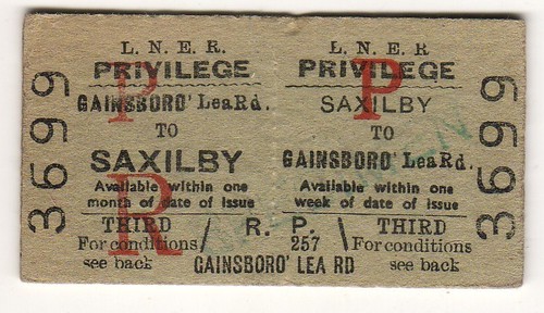 Railway ticket lner saxilby - saxilby,