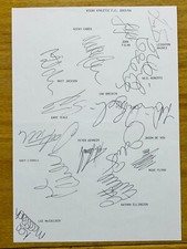 Hand Signed A4 Team Sheet -