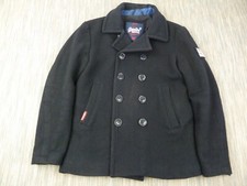 Superdry Jacket Men Medium Peacoat Wool Blend Military Navy Blue Double Breasted