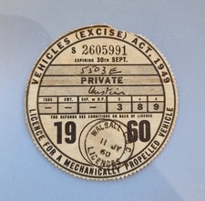 Vintage Tax Disc Genuine 1960