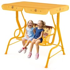 2-Seater Toddler Porch Swing Chair Kids Patio Swing-Yellow