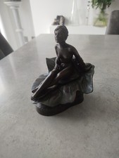 HEREDITIES"WINTER WAYS" NUDE GIRL COLD CAST BRONZE FIGURINE ORNAMENT